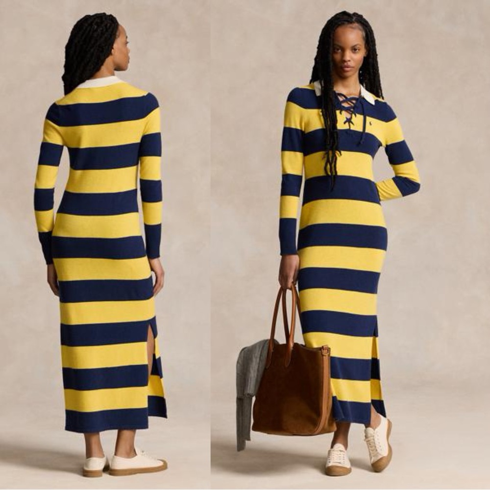Polo Ralph Lauren Striped Cashmere Rugby Sweater Dress Size S, M NWT $698